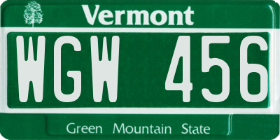 VT license plate WGW456