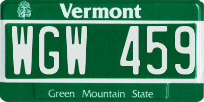 VT license plate WGW459