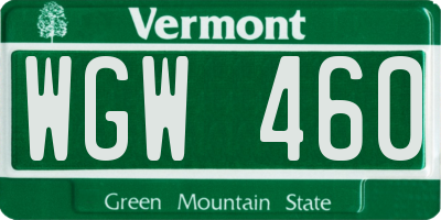 VT license plate WGW460