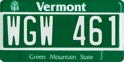 VT license plate WGW461
