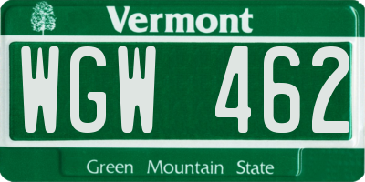VT license plate WGW462