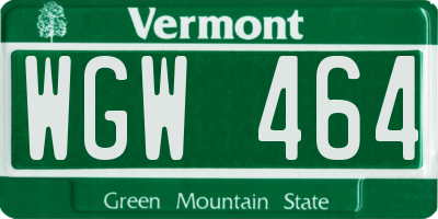 VT license plate WGW464