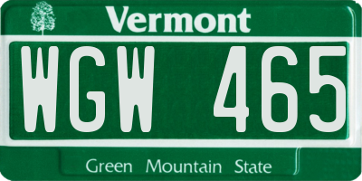 VT license plate WGW465