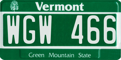 VT license plate WGW466