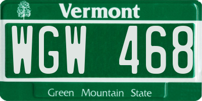 VT license plate WGW468