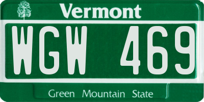 VT license plate WGW469
