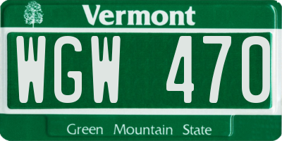 VT license plate WGW470