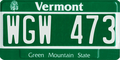 VT license plate WGW473