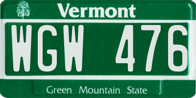 VT license plate WGW476