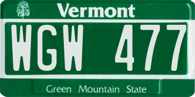 VT license plate WGW477