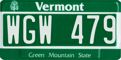 VT license plate WGW479