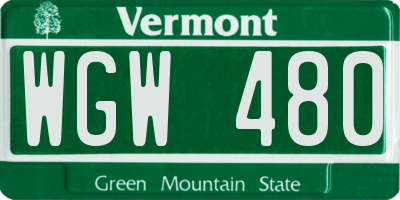 VT license plate WGW480