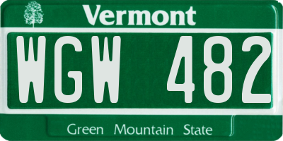 VT license plate WGW482