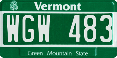 VT license plate WGW483