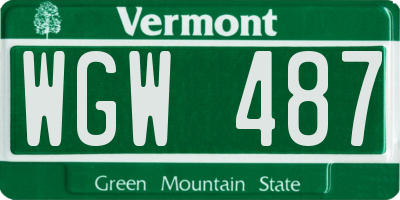 VT license plate WGW487