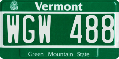 VT license plate WGW488