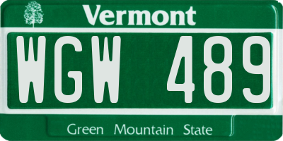 VT license plate WGW489