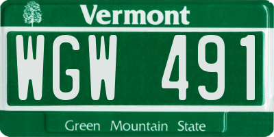 VT license plate WGW491