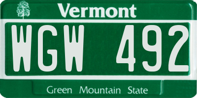 VT license plate WGW492