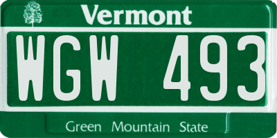 VT license plate WGW493