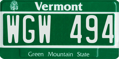 VT license plate WGW494
