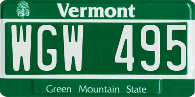 VT license plate WGW495