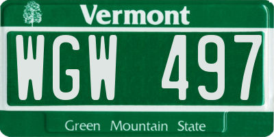 VT license plate WGW497