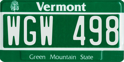 VT license plate WGW498