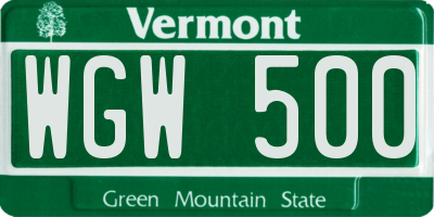 VT license plate WGW500