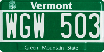 VT license plate WGW503
