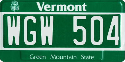 VT license plate WGW504