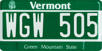 VT license plate WGW505