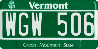 VT license plate WGW506