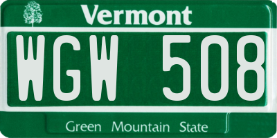 VT license plate WGW508