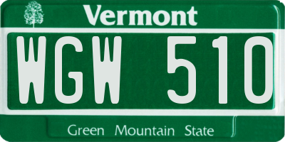 VT license plate WGW510