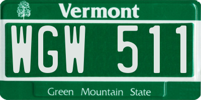 VT license plate WGW511