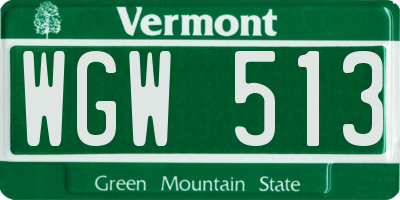 VT license plate WGW513