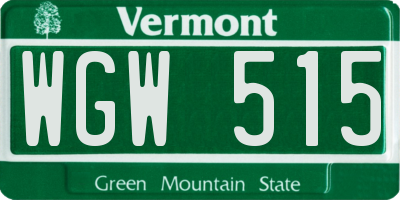 VT license plate WGW515