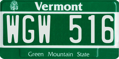 VT license plate WGW516