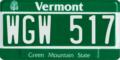 VT license plate WGW517