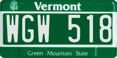 VT license plate WGW518