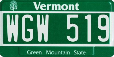 VT license plate WGW519
