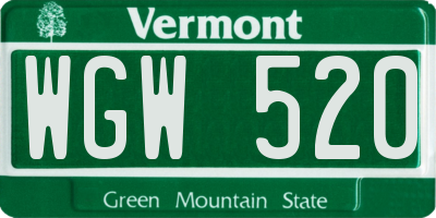 VT license plate WGW520