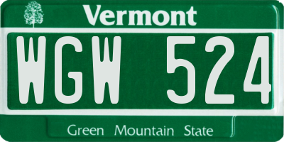 VT license plate WGW524