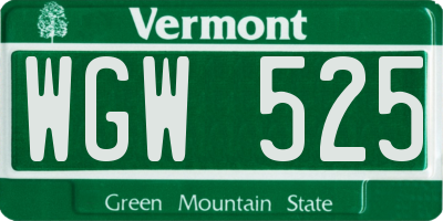 VT license plate WGW525