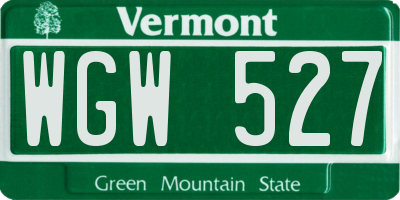 VT license plate WGW527