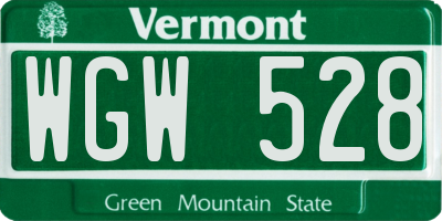 VT license plate WGW528