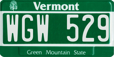 VT license plate WGW529