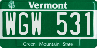 VT license plate WGW531