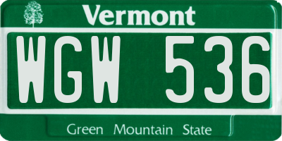 VT license plate WGW536